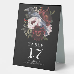 Gothic Watercolor Raven Floral Wedding