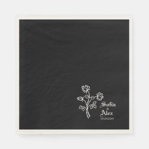 Gothic watercolor roses black wedding  napkin