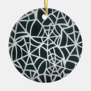 Gothic Web Velocity Bold Black and White Designer Ceramic Tree Decoration