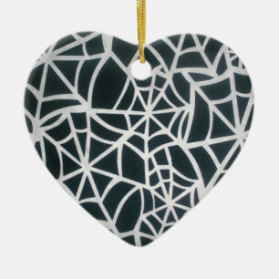 Gothic Web Velocity Bold Black and White Designer Ceramic Tree Decoration
