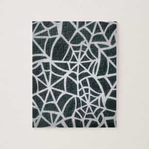 Gothic Web Velocity Bold Black White Spider Web De Jigsaw Puzzle