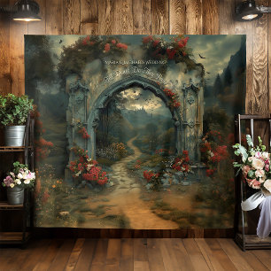 Gothic Wedding Arch Dracula Castle Photo Backdrop Tapestry
