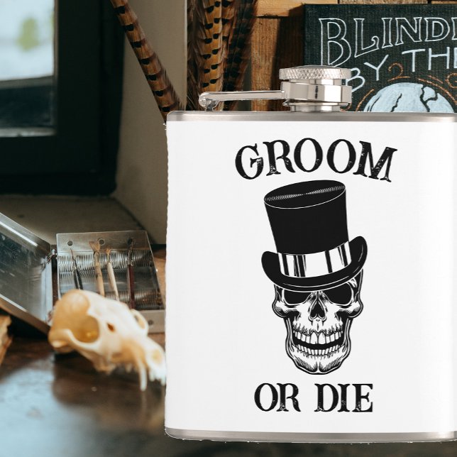 Gothic Wedding Bachelor Party Groom Custom Skull  Hip Flask (Creator Uploaded)