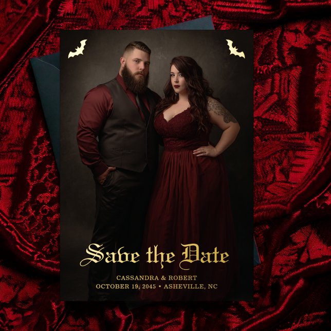Gothic Wedding Bats Full Photo Save the Date (Creator Uploaded)