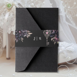Gothic Wedding Belly Band Invitation  Invitation Belly Band