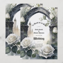 Gothic Wedding Black and White Roses Skulls Floral
