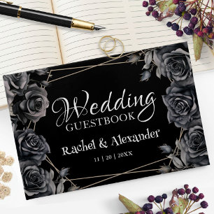 Gothic Wedding Black Dark Floral Guest Book