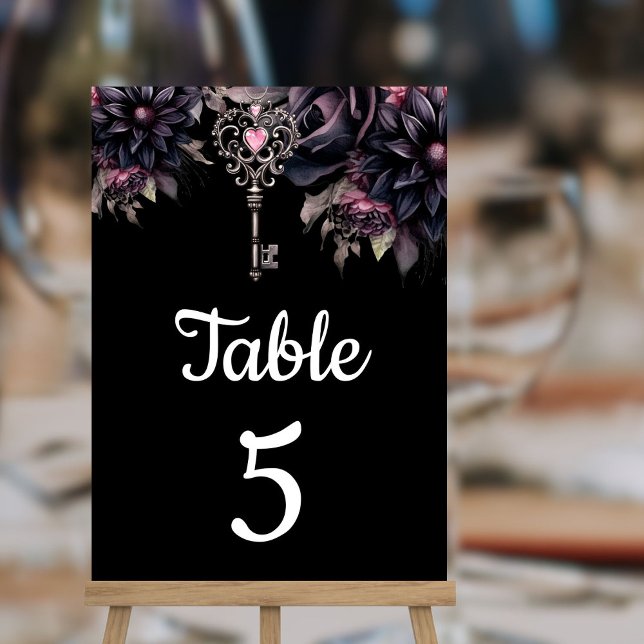 Gothic Wedding Black Dark Floral Table Number (Creator Uploaded)