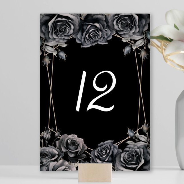 Gothic Wedding Black Flowers Wedding Table Number (Creator Uploaded)