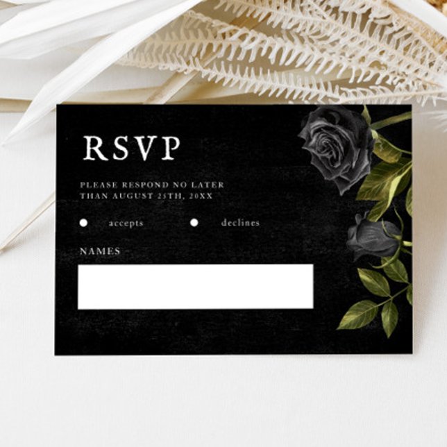 Gothic Wedding Black Roses RSVP Card (Creator Uploaded)