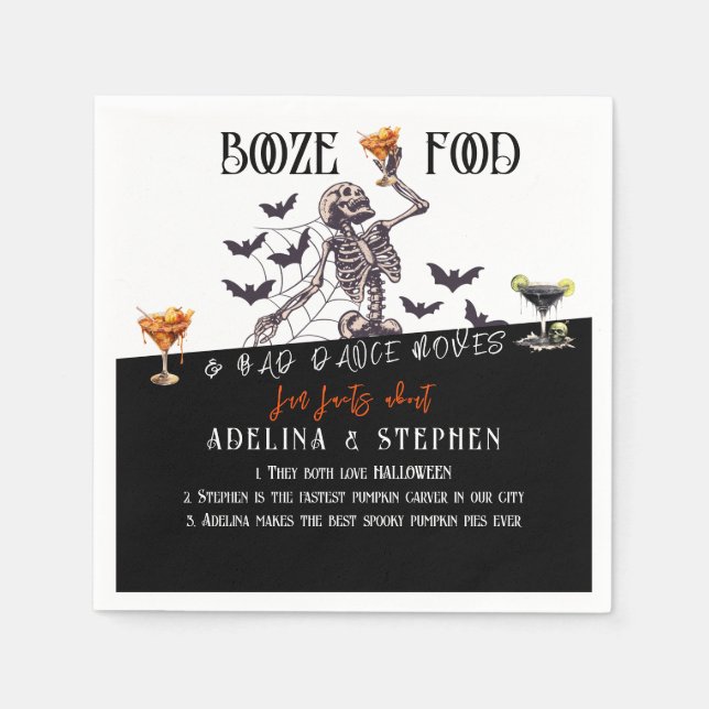 Gothic Wedding Booze Food Bad Dance Moves Fun Fact Napkin (Front)