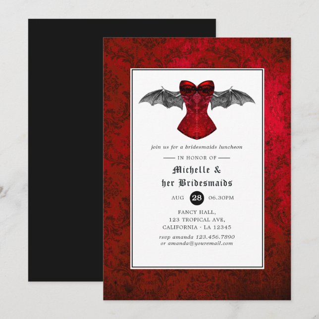 Gothic Wedding Bridesmaids Luncheon Invitation (Front/Back)