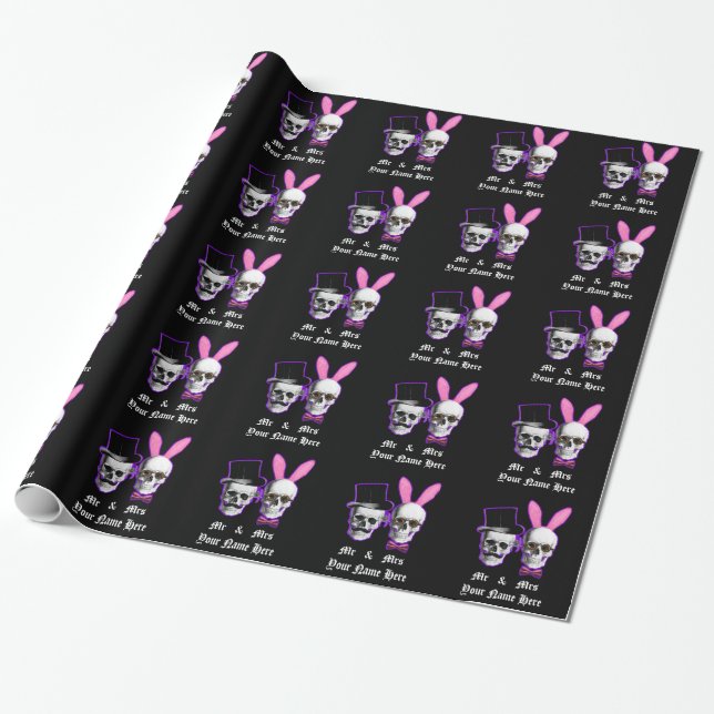Gothic wedding couple wrapping paper (Unrolled)