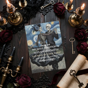 Gothic Wedding Cute Skeletons Dance Van Gogh Style Save The Date