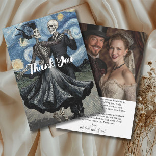 Gothic Wedding Cute Skeletons Dance Van Gogh Style Thank You Card