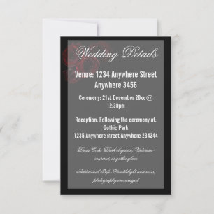 Gothic Wedding Details Card   Dark Romantic