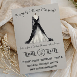 Gothic Wedding Dress Bridal Shower Invitation