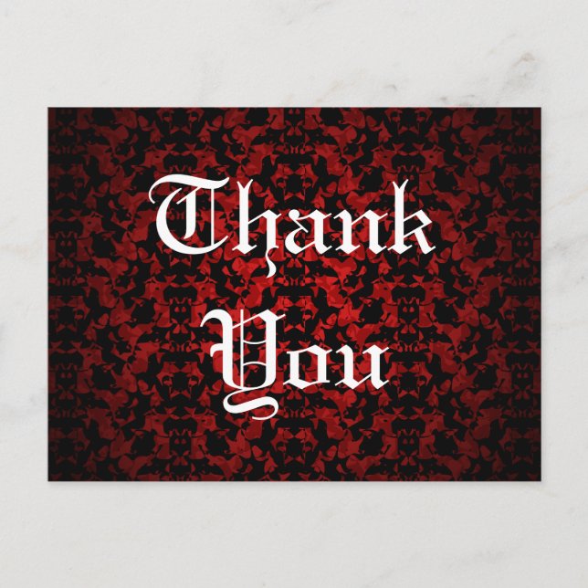 Gothic wedding elegant Thank You postcard (Front)
