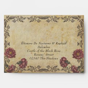 Gothic Wedding Envelope with Dark Florals 
