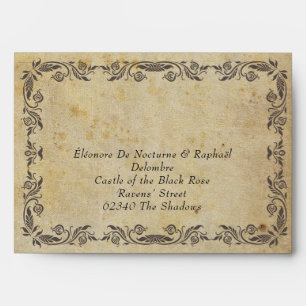 Gothic Wedding Envelope with Dark Florals 