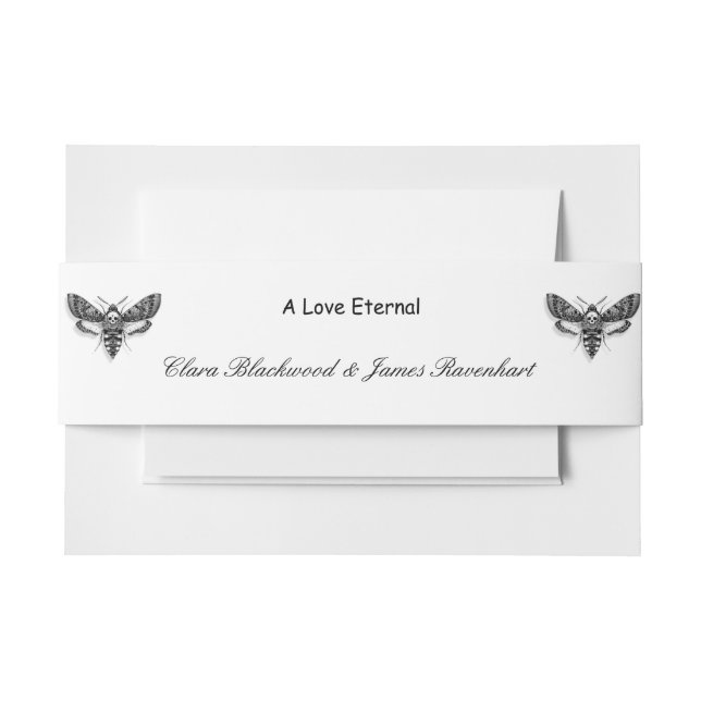 Gothic Wedding Invitation Belly Band – Elegant Bla (Front Example)