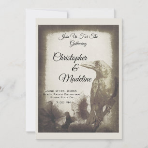 Gothic Wedding Invitation Crow Witch Goth Bridal 