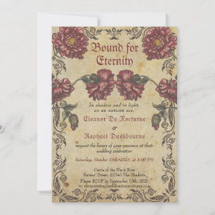 Gothic Wedding Invitation - Dark Flowers Vintage