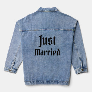 Gothic Wedding Just Married Bride Groom Jean Denim Jacket