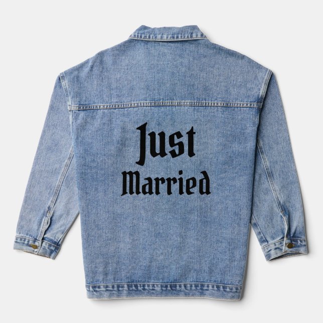 Gothic Wedding Just Married Bride Groom Jean Denim Jacket (Back)