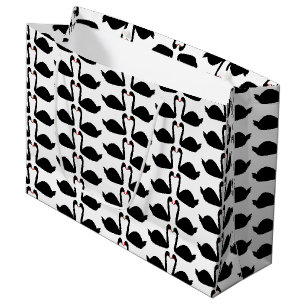Gothic Wedding Kissing Black Swans Custo Patterned Large Gift Bag