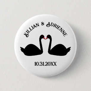 Gothic Wedding Kissing Black Swans Custom 6 Cm Round Badge