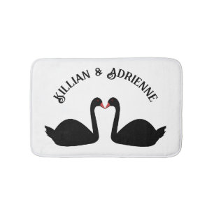 Gothic Wedding Kissing Black Swans Custom Bath Mat