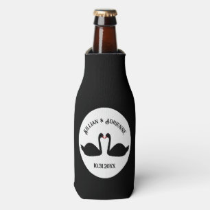 Gothic Wedding Kissing Black Swans Custom Bottle Cooler