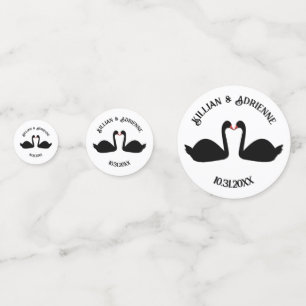 Gothic Wedding Kissing Black Swans Custom Confetti
