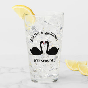 Gothic Wedding Kissing Black Swans Custom Glass