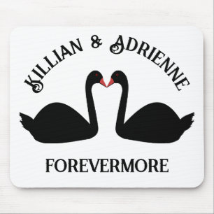 Gothic Wedding Kissing Black Swans Custom Mouse Mat