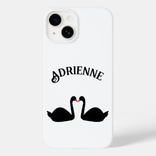 Gothic Wedding Kissing Black Swans Custom Name Case-Mate iPhone 14 Case