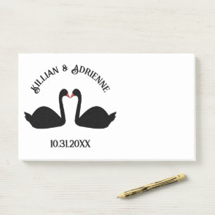 Gothic Wedding Kissing Black Swans Custom Post-it Notes