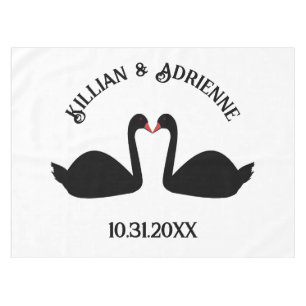Gothic Wedding Kissing Black Swans Custom Tablecloth