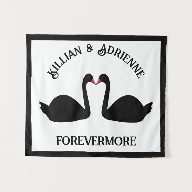 Gothic Wedding Kissing Black Swans Custom Tapestry (Front (Horizontal))