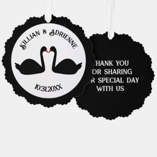 Gothic Wedding Kissing Black Swans Custom Tree Decoration Card
