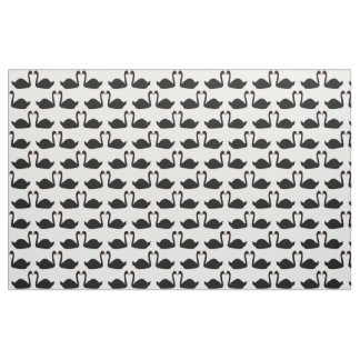Gothic Wedding Kissing Black Swans Patterned Fabric