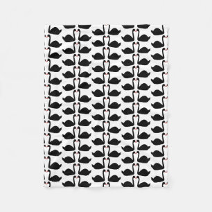 Gothic Wedding Kissing Black Swans Patterned Fleece Blanket