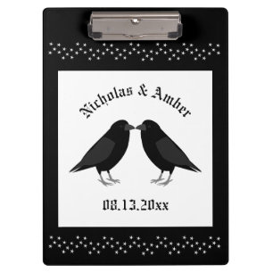Gothic Wedding Kissing Ravens Custom Clipboard