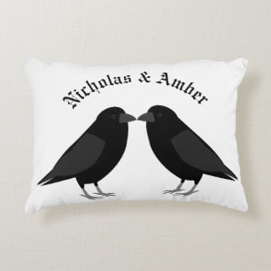 Gothic Wedding Kissing Ravens Custom Decorative Cushion