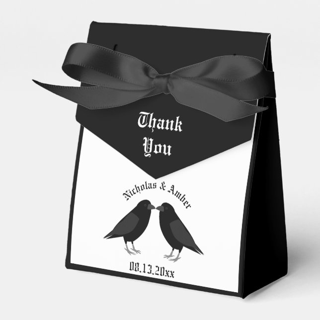 Gothic Wedding Kissing Ravens Custom Favour Box (Front Side)