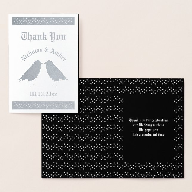 Gothic Wedding Kissing Ravens Custom Foil Card (Display)