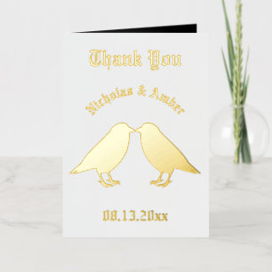 Gothic Wedding Kissing Ravens Custom Foil Greeting Card