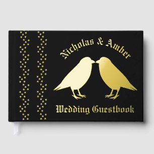 Gothic Wedding Kissing Ravens Custom Guest Book
