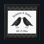 Gothic Wedding Kissing Ravens Custom Magnet<br><div class="desc">This awesome Wedding magnet features a digital art image of a pair of beautiful black ravens facing each other and looking like they are kissing. They are black with beady eyes and grey beaks and feet. There are also white stars on a black background above and below the birds. There...</div>